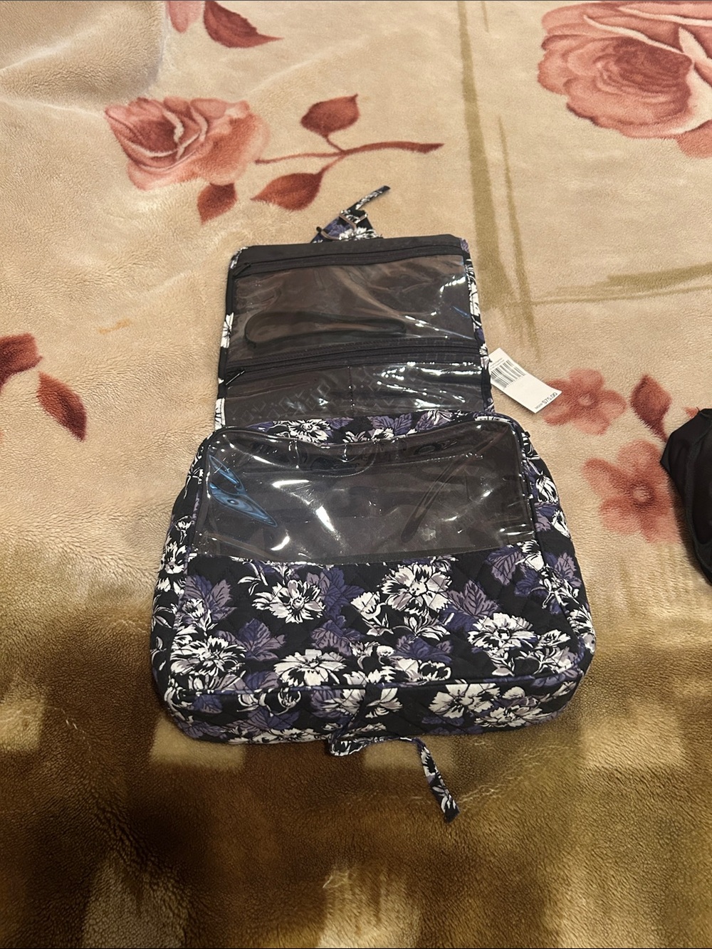 Vera Bradley Black and Purple Floral Hanging Cosmetic Organizer